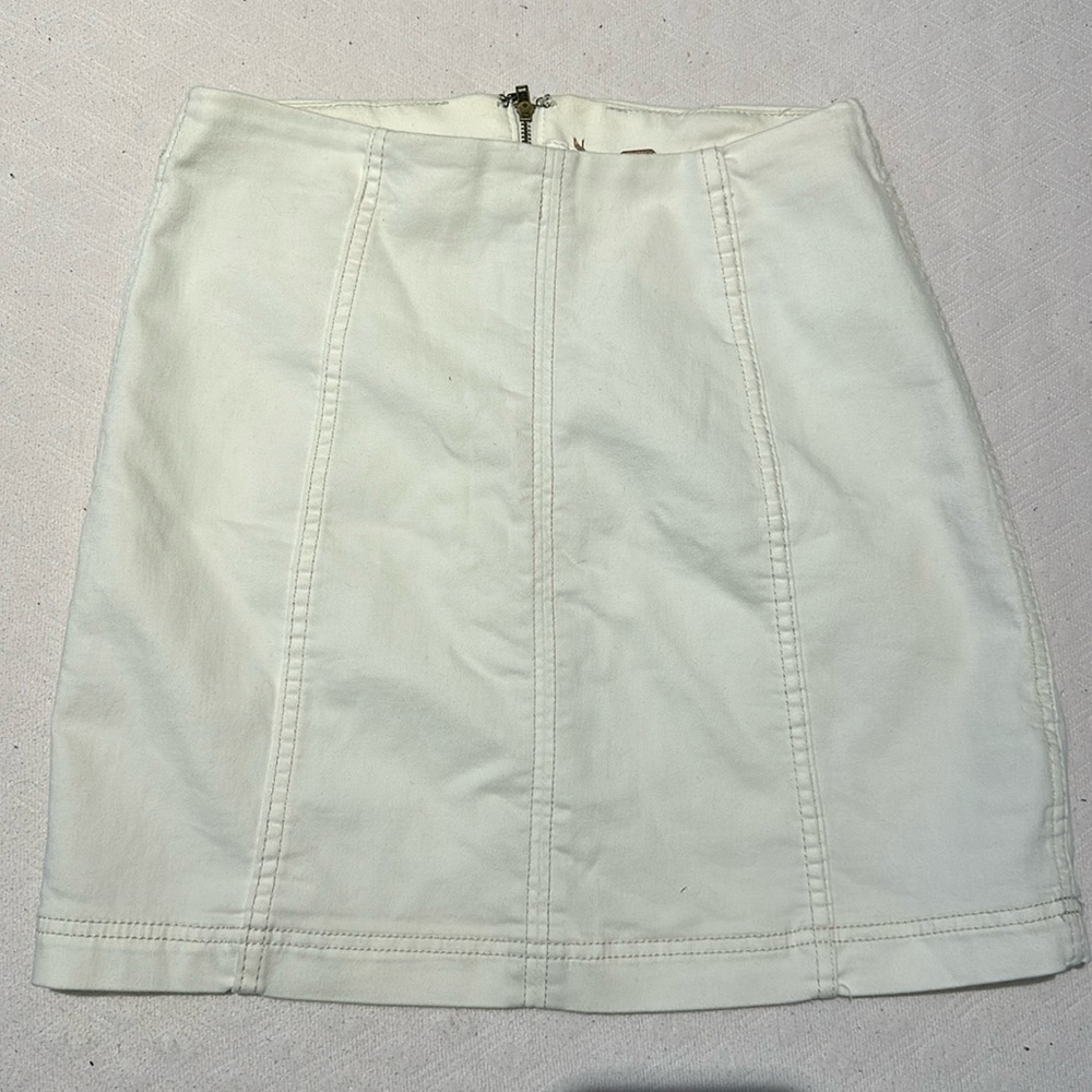 Free People Women's Denim White Mini Skirt Size 8